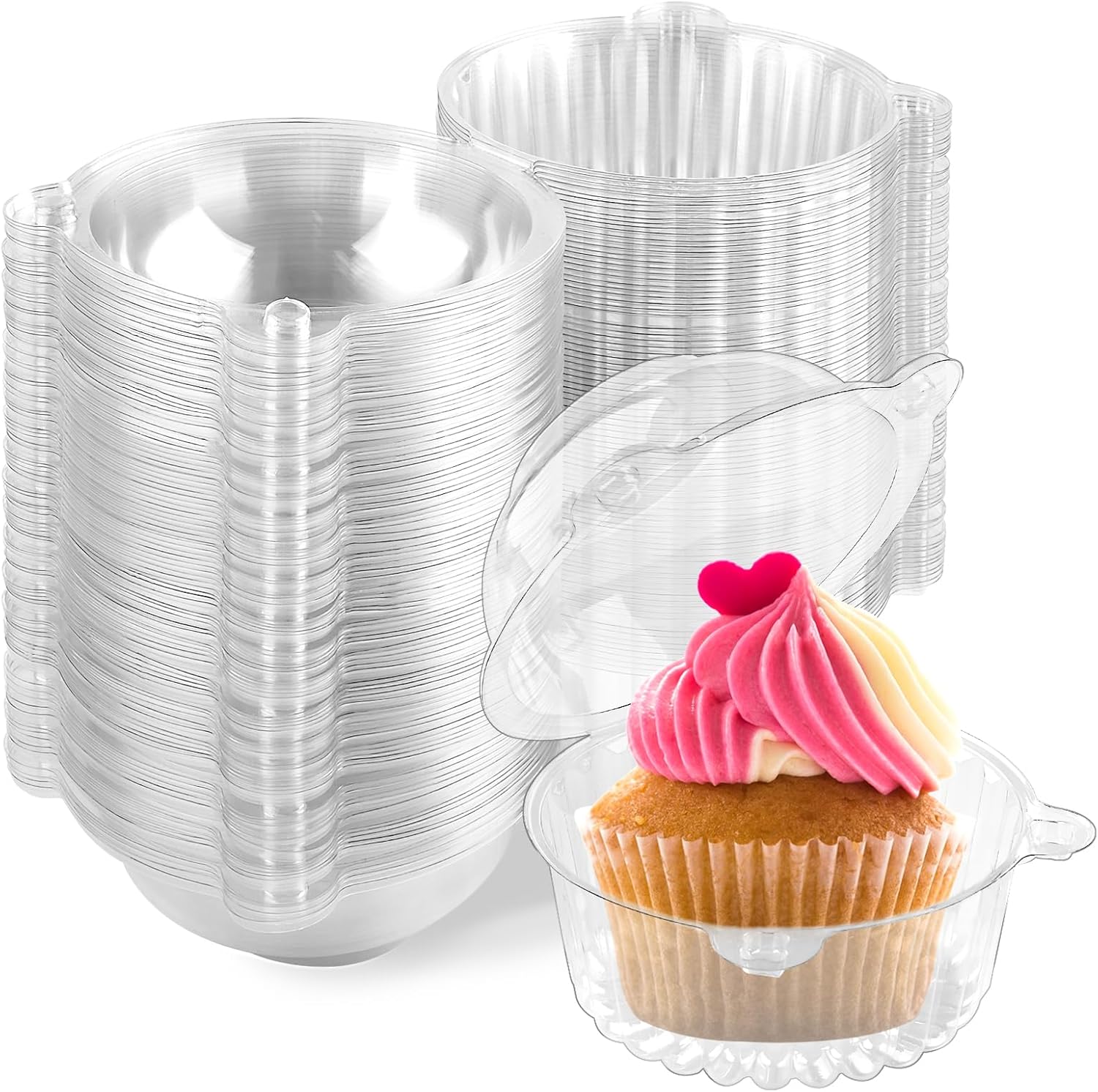 Plastic Dome Clear - 100 Pack Clear Plastic Cupcake Containers