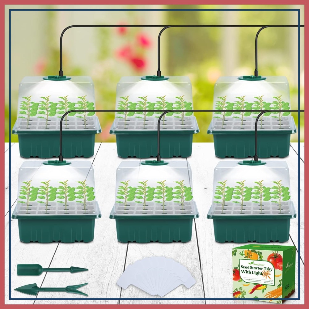 Humidity Dome Kit - Seed Starter Tray with Light, 6PCS