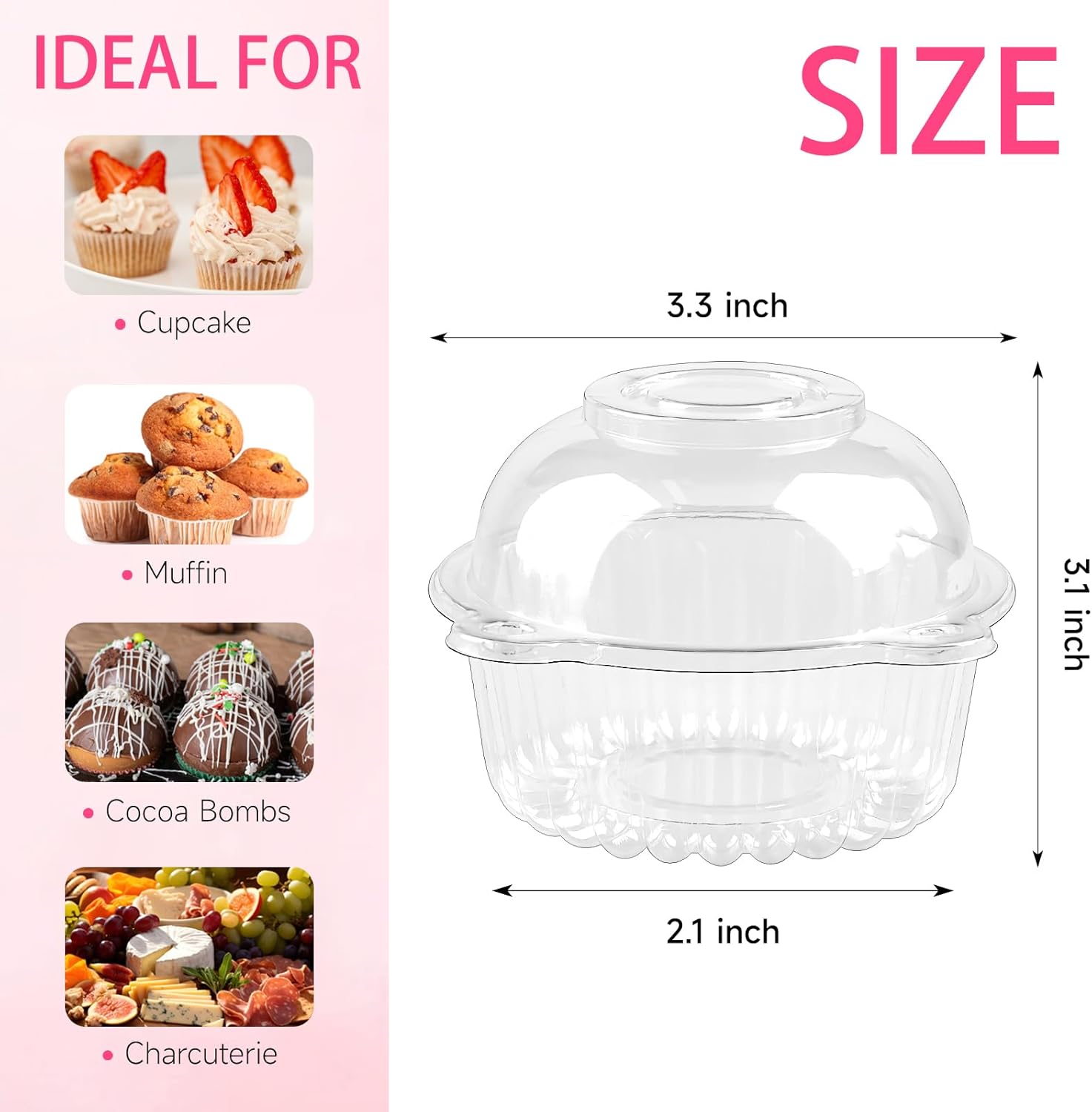 100 Pack Clear Plastic Cupcake - огляд і ціна Plastic Dome Clear