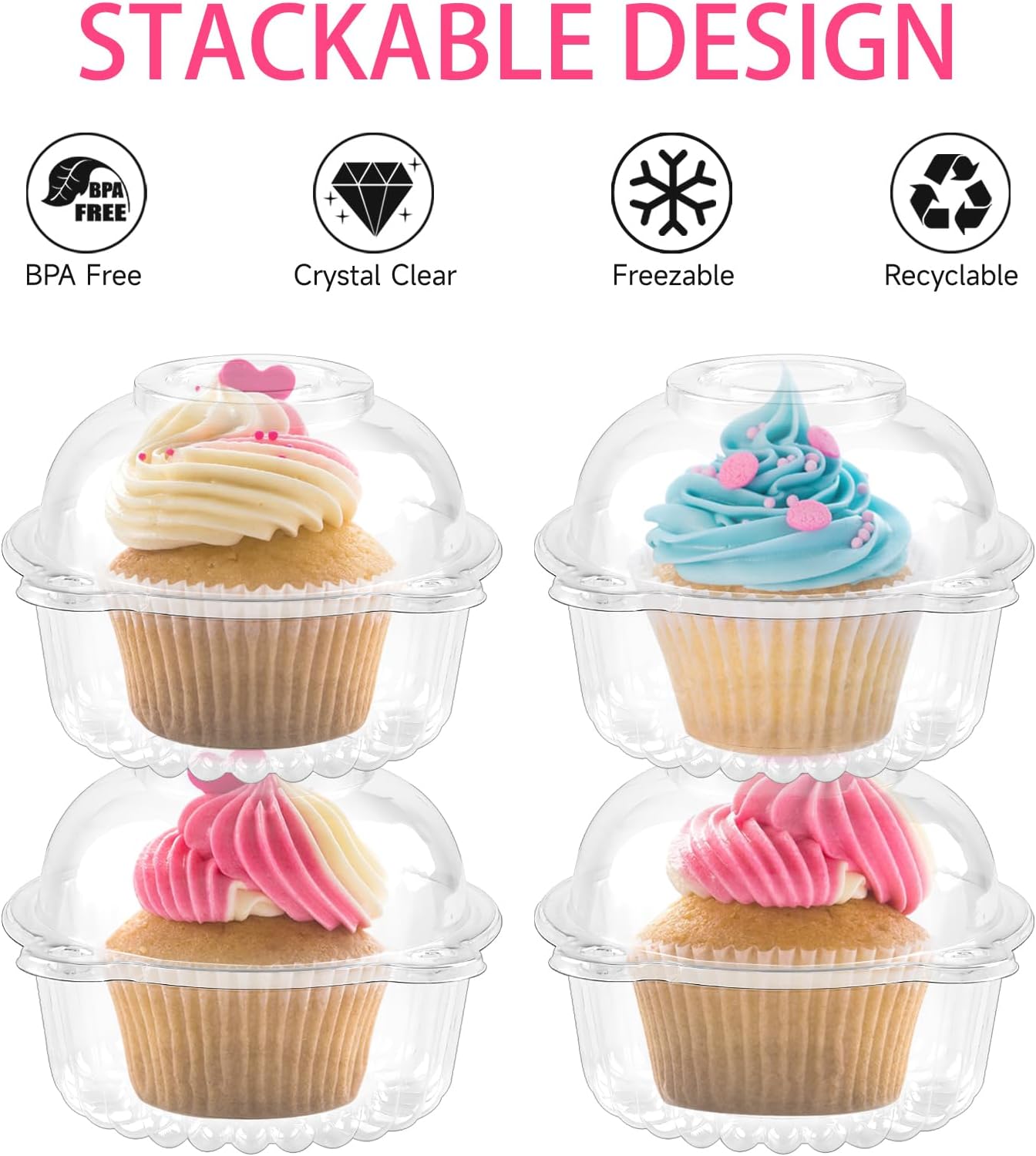 100 Pack Clear Plastic Cupcake - огляд і ціна Plastic Dome Clear