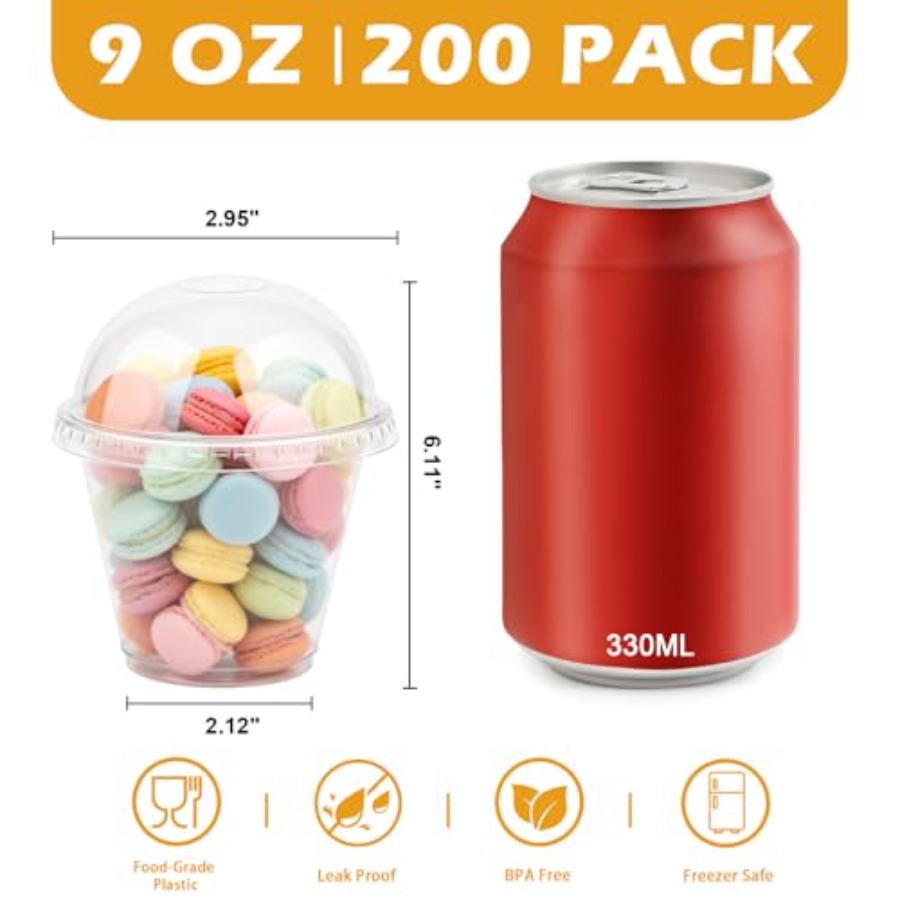 200 Pack 9 oz Clear Plastic Cu - огляд і ціна Plastic Dome Clear