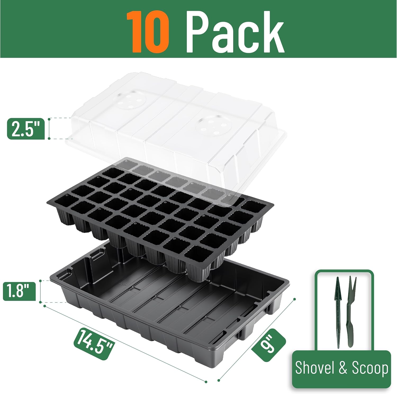 Seed Starter Tray Kits 10 Pack - огляд і ціна Humidity Dome Kit