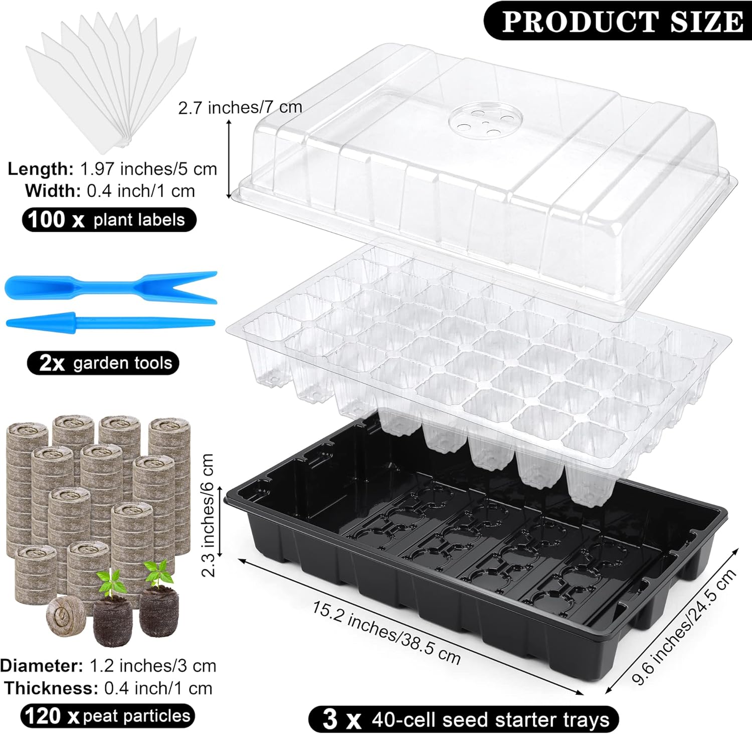 3 Pack Seed Starter Tray Kit 1 - огляд і ціна Peat Pellet Tray
