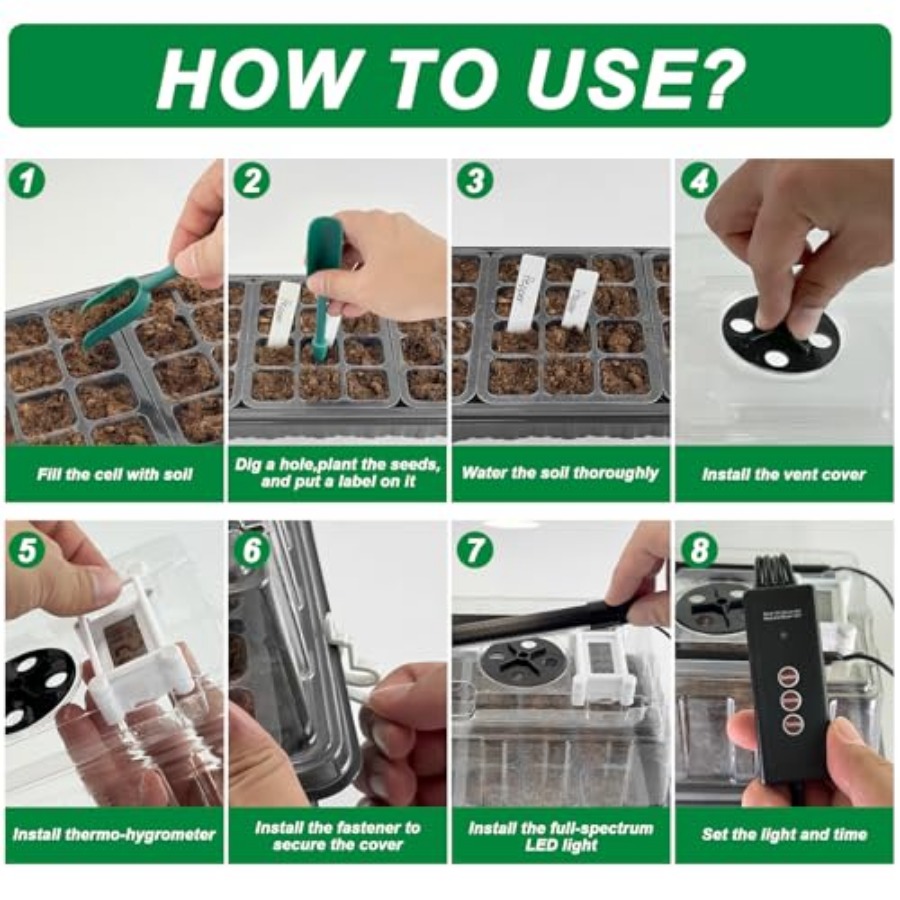 Seed Starter Tray with Grow Li - огляд і ціна Humidity Dome Kit