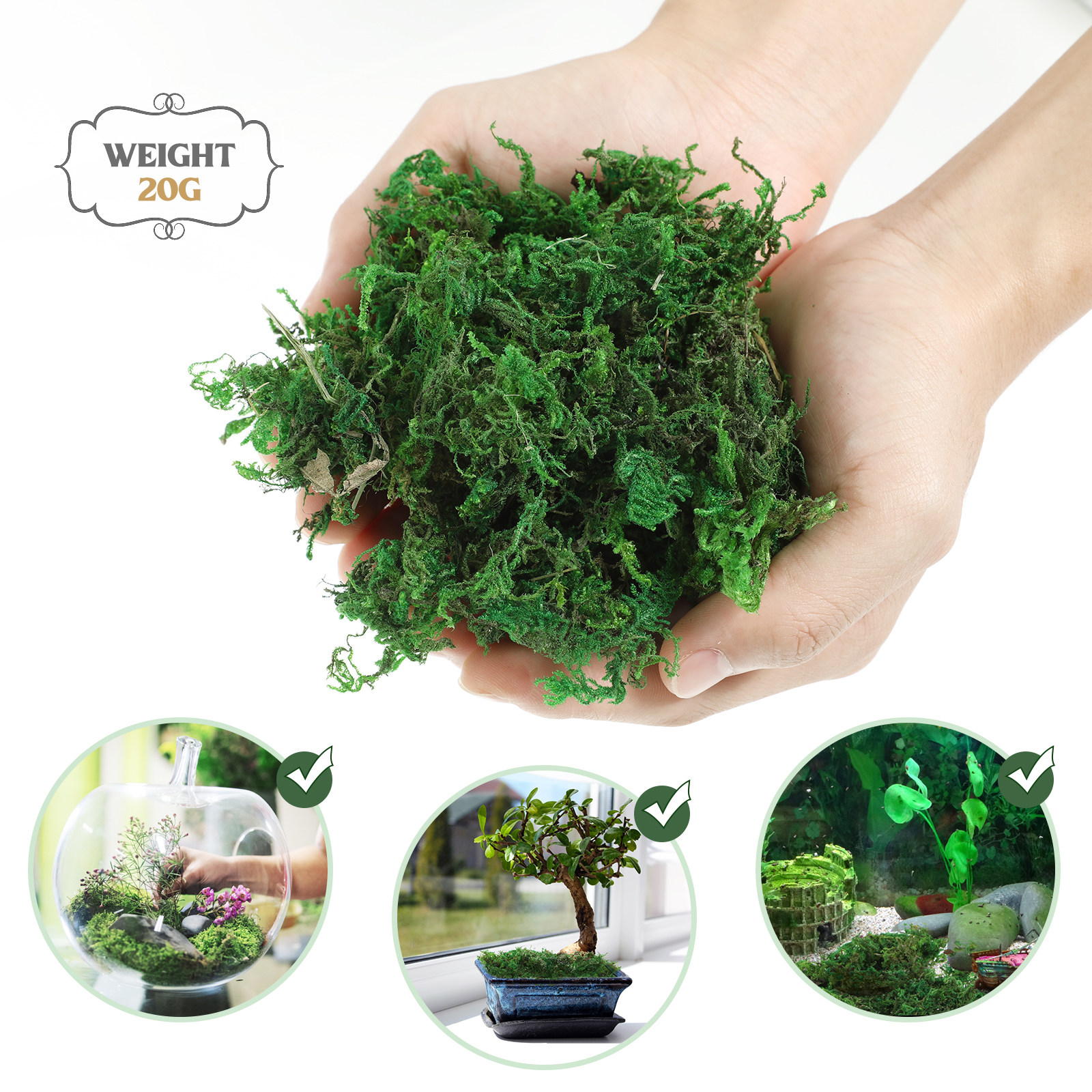 1Pack Natural-Looking Fake Mos - огляд і ціна Sphagnum Moss Dry