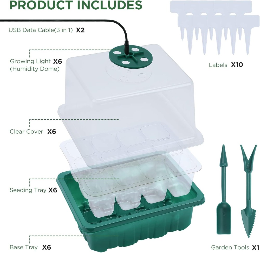 Seed Starter Tray with Light,  - огляд і ціна Humidity Dome Kit
