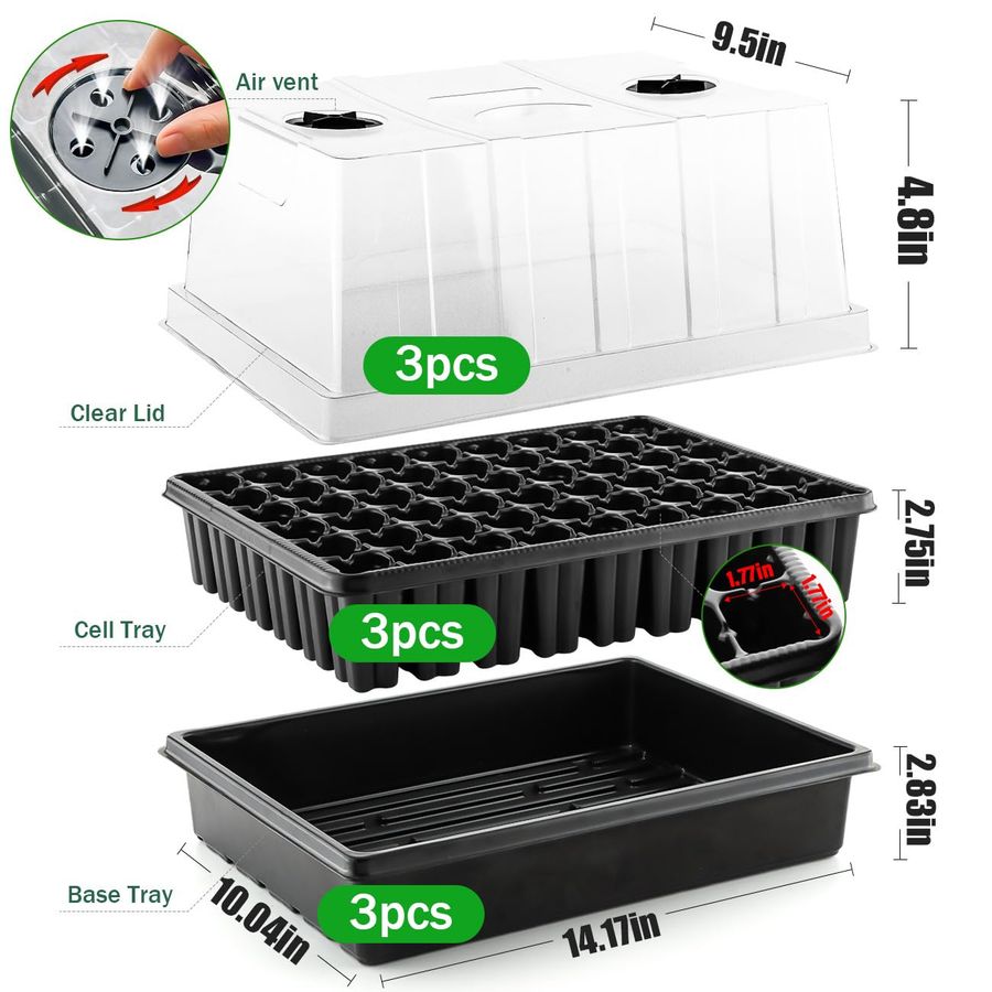 Seed Starter Trays with 5 Tall - огляд і ціна Humidity Dome Kit