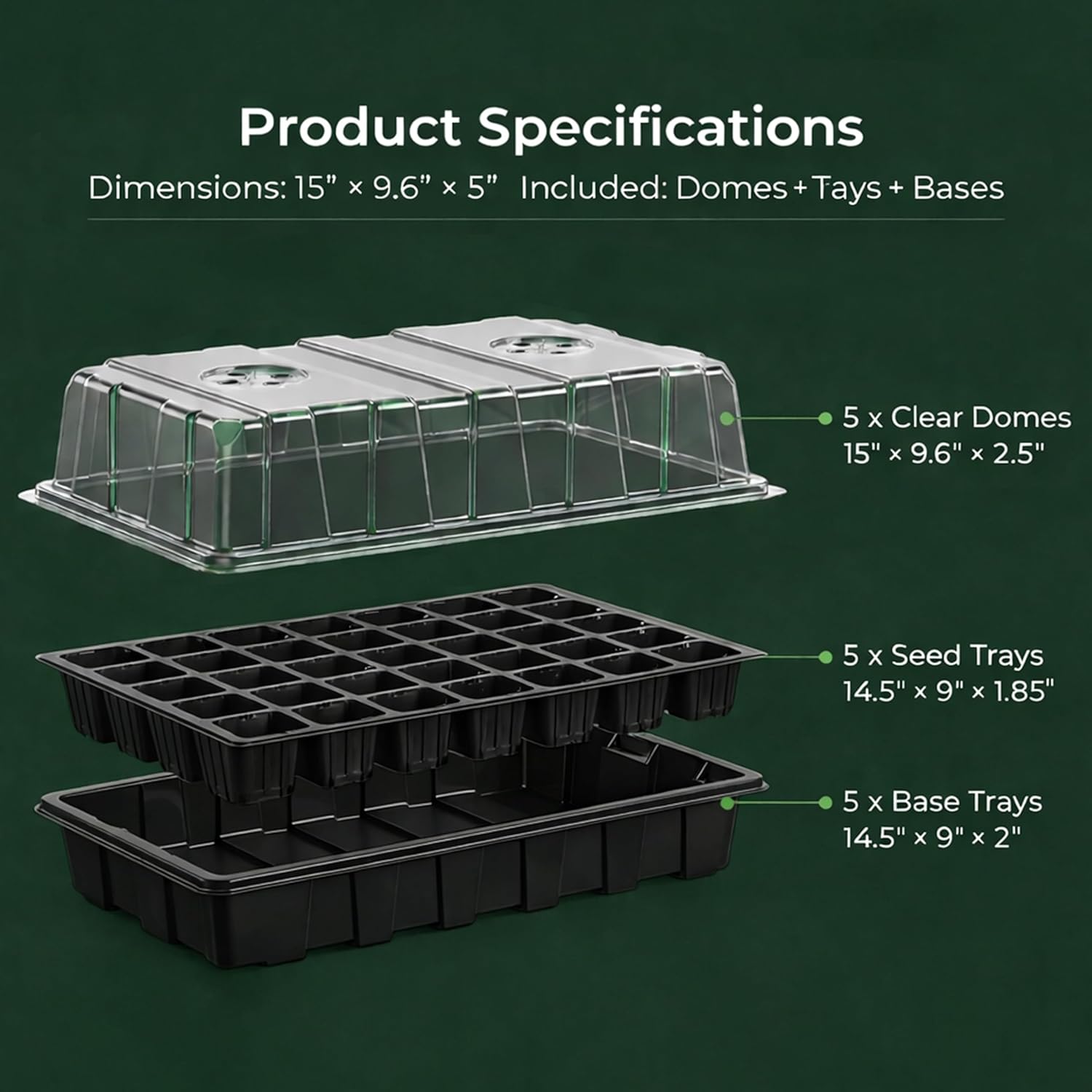 Seed Starter Tray Kit 5-Pack,  - огляд і ціна Humidity Dome Kit